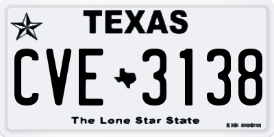 TX license plate CVE3138