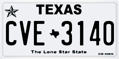 TX license plate CVE3140