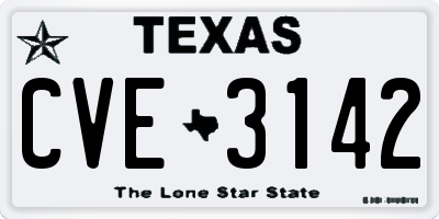 TX license plate CVE3142