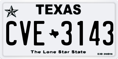 TX license plate CVE3143