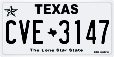 TX license plate CVE3147