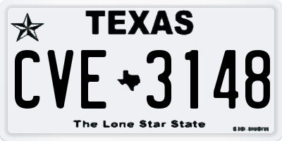TX license plate CVE3148