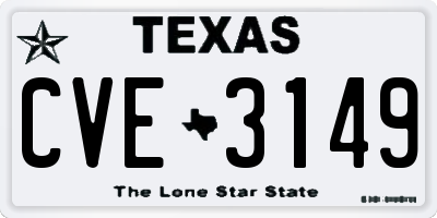 TX license plate CVE3149