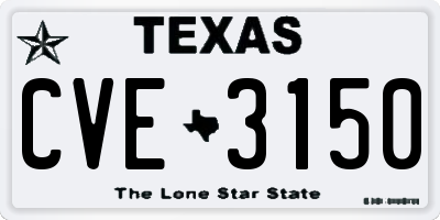 TX license plate CVE3150
