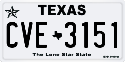 TX license plate CVE3151