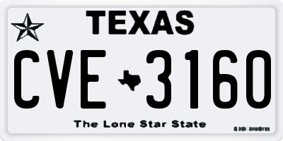 TX license plate CVE3160