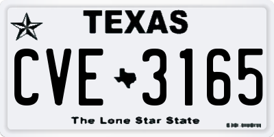 TX license plate CVE3165
