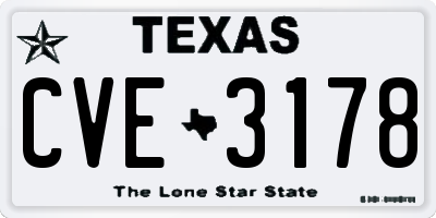 TX license plate CVE3178