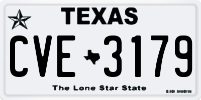 TX license plate CVE3179