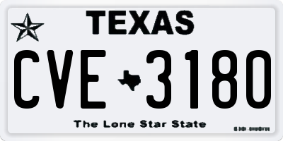 TX license plate CVE3180
