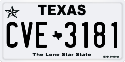TX license plate CVE3181