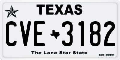 TX license plate CVE3182