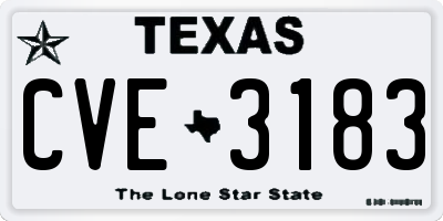 TX license plate CVE3183