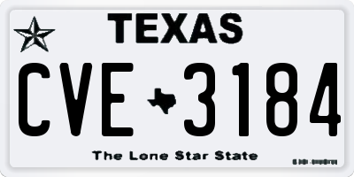 TX license plate CVE3184