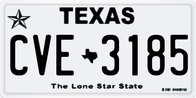 TX license plate CVE3185