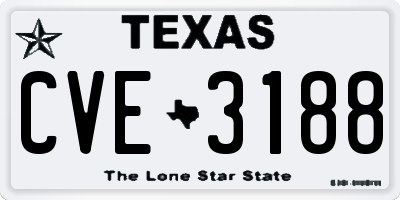 TX license plate CVE3188