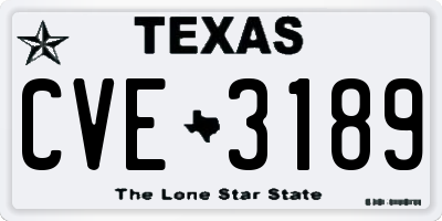 TX license plate CVE3189