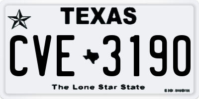TX license plate CVE3190
