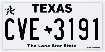 TX license plate CVE3191