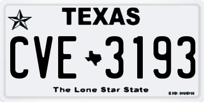 TX license plate CVE3193