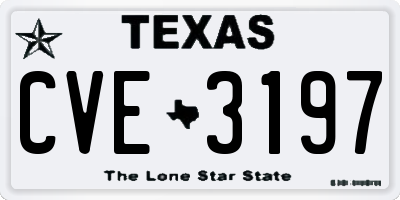 TX license plate CVE3197