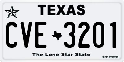 TX license plate CVE3201