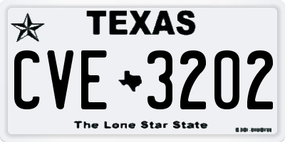 TX license plate CVE3202