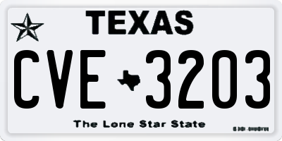 TX license plate CVE3203