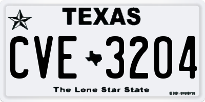 TX license plate CVE3204