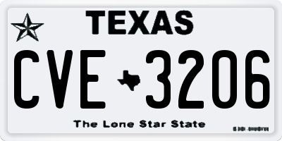 TX license plate CVE3206