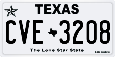 TX license plate CVE3208