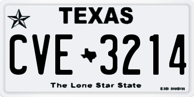 TX license plate CVE3214