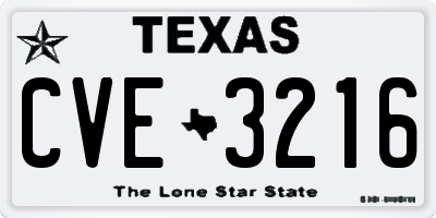 TX license plate CVE3216