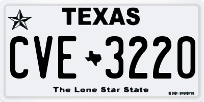 TX license plate CVE3220
