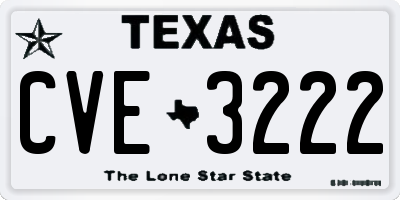 TX license plate CVE3222