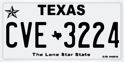 TX license plate CVE3224