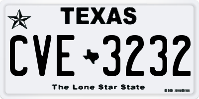 TX license plate CVE3232