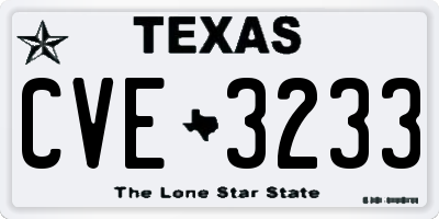TX license plate CVE3233