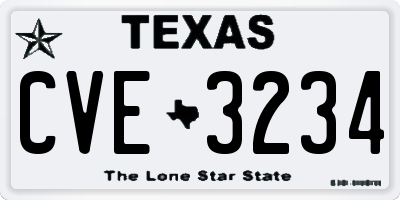 TX license plate CVE3234