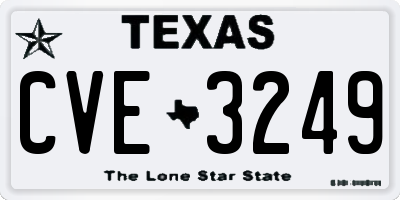 TX license plate CVE3249