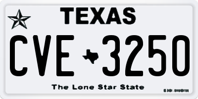 TX license plate CVE3250