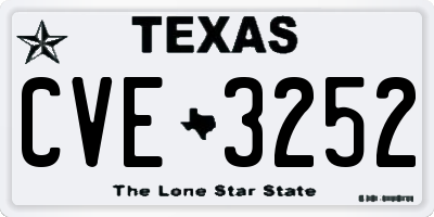 TX license plate CVE3252