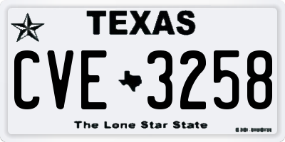 TX license plate CVE3258