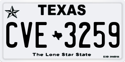 TX license plate CVE3259