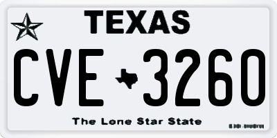 TX license plate CVE3260
