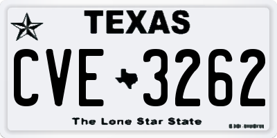 TX license plate CVE3262