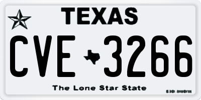 TX license plate CVE3266