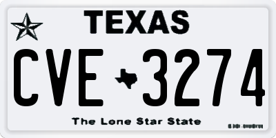 TX license plate CVE3274