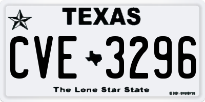 TX license plate CVE3296
