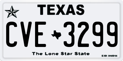 TX license plate CVE3299